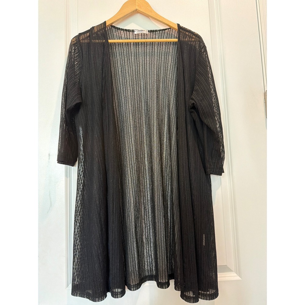 Zeagoo Black Sheer Mesh Knit Open Front Cardigan XL 3/4 Sleeve Lightweight Layer